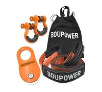 Garvee Kit de récupération 10T pour treuil - Poulie de mouflage Robuste, Sangle de Protection d’Arbre 3" x8', 2 manilles D 3/4" - Accessoires pour 4x4, SUV, Camion, ATV - Orange