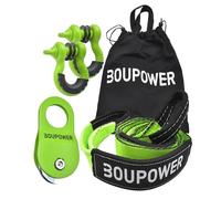 Garvee Kit de récupération 10T pour treuil - Poulie de mouflage Robuste, Sangle de Protection d’Arbre 3" x8', 2 manilles D 3/4" - Accessoires pour 4x4, SUV, Camion, ATV - Vert