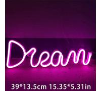 Garvee Lampe Murale à LED Néon Dream - Éclairage d'Ambiance USB avec Lettres Lumineuses - Décoration Moderne pour Chambre, Maison, Bar, Mariage Ou Célébration - Taille Compacte 39x13,5 cm