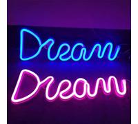 Garvee Lampe Murale à LED Néon Dream - Éclairage d'Ambiance USB avec Lettres Lumineuses - Décoration Moderne pour Chambre, Maison, Bar, Mariage Ou Célébration - Taille Compacte 39x13,5 cm