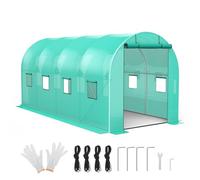 Garvee Large Serre Tunnel extensionérieure pour Jardin - Structure Acier galvanisé - Bâche PE Verte résistante - 2 Portes enroulables zippées - 8 fenêtres moustiquaires - Idéale hivernage Plantes,
