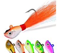 Garvee Leurres jig bucktail 15g/1/2oz - Lot de 5 têtes plombées avec Poils - Appâts Polyvalents mer et Eau Douce pour Bar, Perche, flet, Striper, Saumon - Idéal surfcasting - Coloris: 1/2oz_15g_5pcs