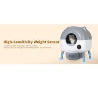 Garvee Litière autonettoyante connectée pour Chats 76L - Capteurs de sécurité - Grand capacité Multi-Chats - LED Nocturne - Facile à Nettoyer - Sac Inclus, Gris Clair