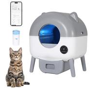 Garvee Litiere Chat Autonettoyante 66L, Bac à Litter Automatique Améliorét avec Application, Capteurs de Sécurité Anti-Pincement, 6 Lumières Ambiantes Réglables, Toilette Intelligente pour Chats