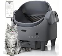 Garvee Litière pour Chats autonettoyante Grande 13 l avec Design Ouvert et capteurs de sécurité - Contrôle par Application et Mode Automatique pour Maisons avec Plusieurs Chats - Gris Froid