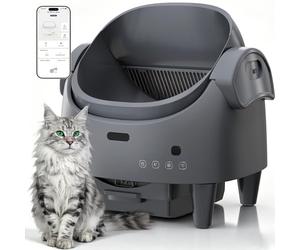Garvee Litière pour Chats autonettoyante Grande 13 l avec Design Ouvert et capteurs de sécurité - Contrôle par Application et Mode Automatique pour Maisons avec Plusieurs Chats - Gris Froid