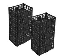 Garvee Lot de 10 Cagette Plastique Pliable Empilable 52 L, noir