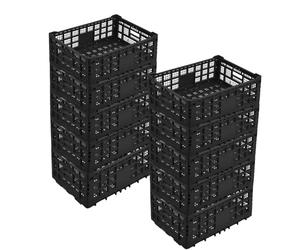 Garvee Lot de 10 Cagette Plastique Pliable Empilable 52 L, noir