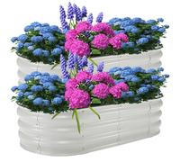 Garvee Lot De 2 Bacs De Jardin Ovales, Jardinières Surélevées sans Fond Robustes, Faciles à Assembler, Idéales pour Potager Extérieur, Balcon Et Terrasse