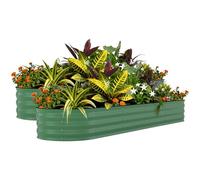 Garvee Lot de 2 bacs de Jardin surélevés Robustes en Acier galvanisé - Protection antirouille et Bandes Anti-coupures, Montage Facile (Vert, 240 * 60 * 45cm)