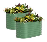 Garvee Lot de 2 bacs de Jardin surélevés Robustes en Acier galvanisé - Protection antirouille et Bandes Anti-coupures, Montage Facile (Vert, 120 * 60 * 60cm)