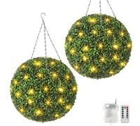 Garvee Lot De 2 Boules De Buis Artificielles De 40 cm, 8 Modes Éclairage, 30 LED, Arbres Topiaires Artificiels Décoration Intérieure Et Extérieure pour Salon, Jardin, Fête, Mariage