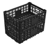 Garvee Lot de 2 Cagette Plastique Pliable Empilable 52 L, Noir