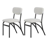 Garvee Lot De 2 Chaises De Salle à Manger Grises, Fauteuils De Cuisine en Tissu Bouclette, Design Moderne avec Piètement Métal, Dossier Haut pour Salon Et Cuisine, Revêtement Doux Type Laine d'agneau