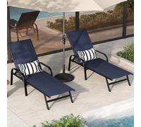 Garvee Lot De 2 Chaises Longues De Jardin Ergonomiques - Dossier Inclinable 5 Positions - Structure en Fer Robuste - Tissu Tsupplémentaireilène Résistant Aux Intempéries - Parfait pour Patio, Piscine