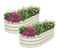 Garvee Lot de 2 jardinières surélevées en Acier galvanisé - Résistantes à la Rouille, Montage sans Outil - Idéales pour légumes (Beige, 240 * 60 * 45cm)