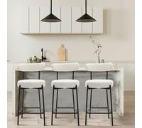 Garvee Lot De 2 Tabourets De Bar 76 Cm, avec Siège Et Dossier Rembourrés, Base Métal Robuste pour Cuisine, Salle à Manger Ou Bar, Blanc