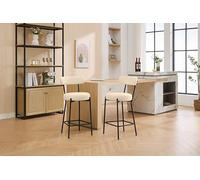Garvee Lot De 2 Tabourets De Bar 76 Cm, avec Siège Et Dossier Rembourrés, Base Métal Robuste pour Cuisine, Salle à Manger Ou Bar, Beige