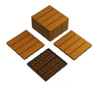 Garvee Lot de 27 Dalles Clipsables Extérieur 30x30 cm pour Terrasse Balcon | Caillebotis Composite Imitation Acacia Antidérapant, Revêtement de Sol Modulable Résistant UV et Intempéries Jardin Piscine