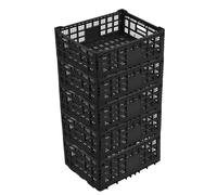 Garvee Lot de 5 Cagette Plastique Pliable Empilable 52 L, Noir