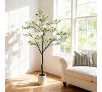 Garvee Magnolia Artificiel Réaliste De 180cm, Fleurs Blanches Plus Vraies Que Nature, Décoration Florale Artificielle pour Intérieur Et Extérieur, Grande Plante Artificielle pour La Maison.