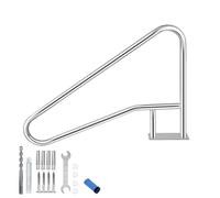 Garvee Main courante de piscine enterrée en acier inoxydable 304 - Sécurité entrée et marches, poignée antidérapante bleue, installation rapide, capacité 375 lbs - 55x32 pouces - Modèle droit oblique