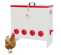 Garvee Mangeoire Automatique Anti-gaspillage pour volailles - Distributeur en métal, 10 Ports, Couvercle verrouillable étanche, idéal pour Poules, Canards, dindes et Usage extérieurérieur