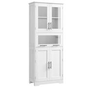 Garvee Meuble Colonne de Salle de Bain Armoire de Rangement Haute avec Portes et Étagères Réglables en Bois MDF Polyvalent pour Cuisine Salon Entrée Buanderie - Blanc Classique White Oak