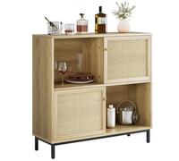 Garvee Meuble de Rangement en Rotin, Buffet, Armoire de Cusine Style Moderne, 102x30x95 cm, Meuble pour Salon, Cuisine, Bureau - Beige