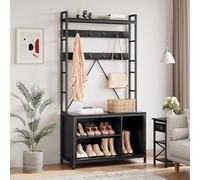 Garvee Meuble d'entrée Industriel avec Banc, Porte-Manteau, Meuble à Chaussures pour Vestiaire, Couloir, Entrée, Brun Rustique