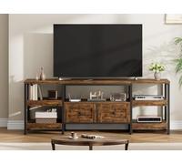 Garvee Meuble TV Industriel Moderne - 2 tiroirs, étagères Ouvertes, Cadre métal Solide, Design rétro - pour Salon - Coloris rétro, 1,8 mètre