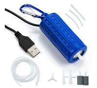 Garvee Mini Pompe à air Ultra-silencieuse pour Aquarium - Rechargeable USB - Double Pierre à air, Tuyau en Silicone, valves de régulation - Économique et Portable - Couleur : Bleu foncé