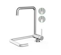 Garvee Mitigeur de cuisine rabattable 180° pour fenêtre - Robinet d'évier pivotant 360° à 2 modes de jet - Installation devant fenêtre - Design tube pliable chromé - Idéal pour évier - 7-type pliable,