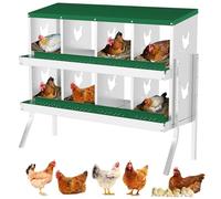 Garvee Nichoir pour Poules ovales 8 Compartiments avec Pieds de Support, nichoir en Acier galvanisé avec Collecte Automatique des œufs, Toit Vert et Plateaux Amovibles pour poulailler d'extérieur