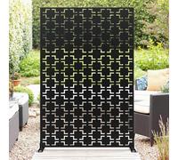 Garvee Paravent d'intimité extensionérieur en métal pour Jardin et Balcon, Panneau décoratif autoportant, Protection UV et Installation Facile, adapté terrasse/Piscine, 120x183 cm, Motif carré Noir