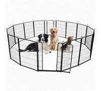Garvee Parc Chien Métal 16 Panneaux 69 × 102 cm, Grande Surface | 16 panneaux modulables | Double surface | Maille ~8 cm | Verrou automatique | Pieds silencieux