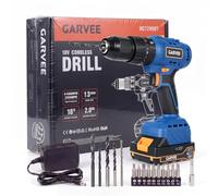 Garvee Perceuse à Percussion Sans Balais 60 Nm, Mandrin 13 mm, 2 Batteries | 24 000 BPM, 2 vitesses, mandrin métal 13 mm, batterie 2,0 Ah, 21 positions