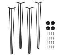 Garvee Pieds De Meuble en Métal - 34 Pouces, Protecteurs De Sol en Caoutchouc, pour Table De Chevet, Table Basse, Bureau (Noir, Lot De 4)