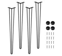 Garvee Pieds de Table en métal Robustes - Lot de 4 - Design épingle à 3 tiges - Capacité 880 lbs - Installation Facile - Finition Noire élégante - Idéal pour Table, Bureau, Banc - Variante : Noir, 36