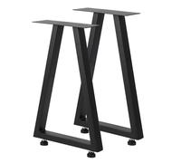 Garvee Pieds de Table Robustes en métal Noir - Style Industriel trapèze - Installation Facile - pour Table à Manger, Bureau, Banc, Table Basse - Lot de 2, Trapezoid, 22x14.8 Pouces