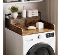 Garvee Plan De Travail 2-Tiers pour Lave-Linge Et Sèche-Linge avec Étagère Et 2 Tiroirs, Dessus De Machine à Laver avec Garde-Corps Élevés Et Bords Lisses, Rétro