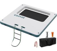 Garvee Plateforme Flottante Gonflable 3x3 m, avec hamac Mesh et échelle, antidérapante EVA, pour Piscine lac Plage, capacité 8-10 Personnes, Transport Facile