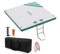 Garvee Plateforme Flottante Gonflable Robuste pour lac, Piscine, Plage, Surface antidérapante, Échelle Amovible, Idéale Natation, détente, pêche en Famille, 1,5x1,8m