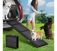 Garvee Rampe Et Escalier Pliable 4-en-1 pour Chien - Aluminium Robuste, Surface Antidérapante - Supporte Jusqu'à 120kg - Adaptée Voiture, SUV, Canapé, Lit - Petits Et Grands Chiens, 71x17 Pouces