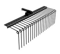 Garvee Râteau paysager Professionnel en Acier Robuste - 48 pouces/122 cm - 21 Dents à Ressort - Attelage remorqué 2" - pour Paille de pin, nivellement, désherbage, Nettoyage - Outil agricole fiable