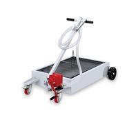 Garvee Récupérateur d‘Huile Moteur avec Chariot, Capacité 57 L, Flexible 2,5 m et poignée Pliante, Bac Acier Bas Profil pour Entretien Automobile