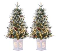 Garvee Sapin De Noël Artificiel 90Cm Lot De 2, 78 Lampes à LED, Branches Réalistes, Baies Rouges, Flocon De Neige, Arbre Artificiel pour Décoration Noël
