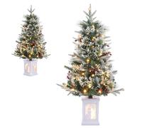 Garvee Sapin De Noël Artificiel, Arbre Artificiel avec 78 LED, Branches Réalistes, Baies Rouges, Flocon De Neige, pour Décoration Noël