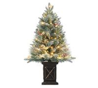 Garvee Sapin De Noël Artificiel, Arbre Artificiel avec 78 LED, Branches Réalistes, Baies Rouges, Flocon De Neige, pour Décoration Noël