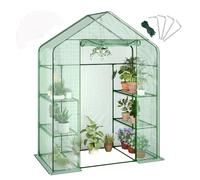 Garvee Serre Tunnel de Jardin compacte pour terrasse - Bâche PE épaissie, 12 étagères/4 Niveaux, fenêtre et Clips, idéale pour Plantes d’intérieur/extensionérieur, Taille 143x73x195 cm, 4 Racks